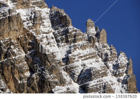Cross Mountain monte croce dolomites covered by snow in winter Cross Mountain monte croce dolomites covered by snow in winter 138387620
