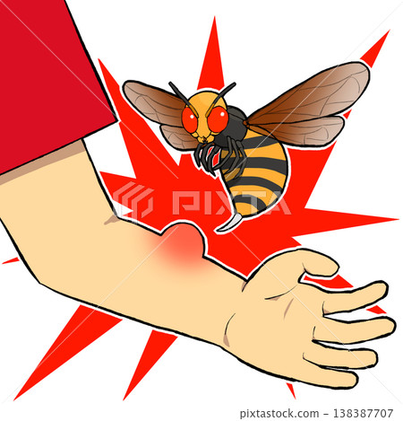 Illustration warning about wasps Illustration warning about wasps 138387707