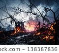 A burning, ruined, decaying city - AI-generated image 138387836