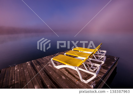 Dock on Lac-Superieur, Mont-tremblant, Quebec, Canada Dock on Lac-Superieur, Mont-tremblant, Quebec, Canada 138387963