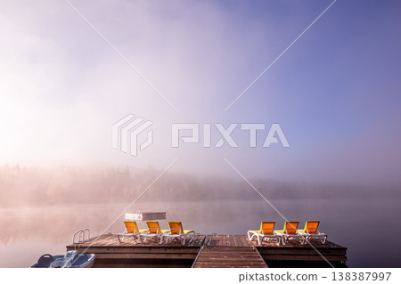 Dock on Lac-Superieur, Mont-tremblant, Quebec, Canada 138387997