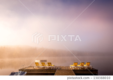 Dock on Lac-Superieur, Mont-tremblant, Quebec, Canada 138388010