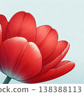 一幅描繪鮮豔紅色鬱金香的特寫插圖。背景以植物紋理和複雜的線條為特色。 138388113