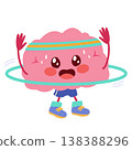 Cute Brain Mascot Exercising with Hula Hoop Fitness Concept 138388296