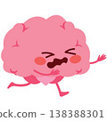 Cute Brain Mascot Running Scared Fear and Anxiety Concept 138388301