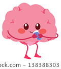 Cute Brain Mascot Drinking Water Healthy Lifestyle Concept 138388303