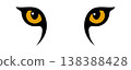 Fierce big cat eyes with bright orange irises on a vibrant yellow background, abstract vector illustration 138388428