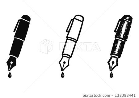 set of fountain pen on transparent background set of fountain pen on transparent background 138388441