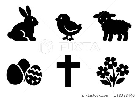Easter icons on transparent background Easter icons on transparent background 138388446