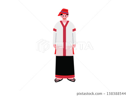 Illustration of a man wearing traditional Burmese ethnic clothing. Illustration of a man wearing traditional Burmese ethnic clothing. 138388544