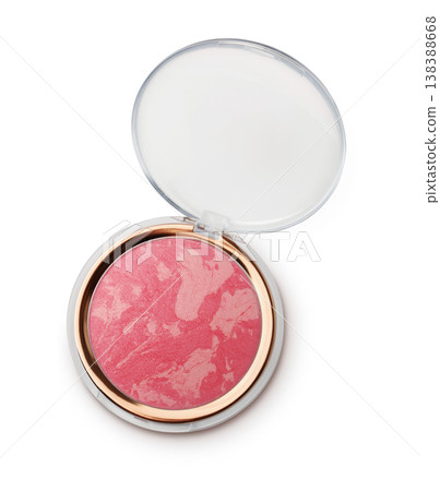 Top view of compact marbled blush powder 138388668