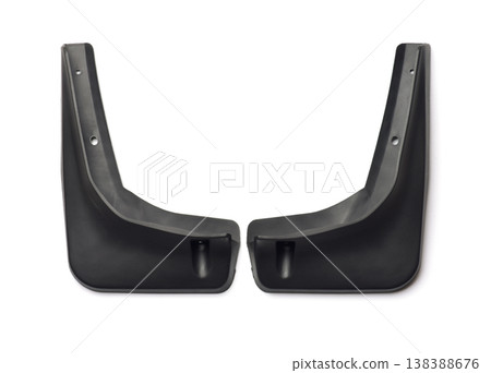 Front view of two new black car mudguard 138388676