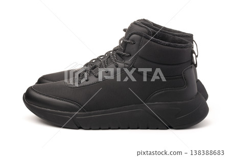 Side view of black winter sport shoes Side view of black winter sport shoes 138388683