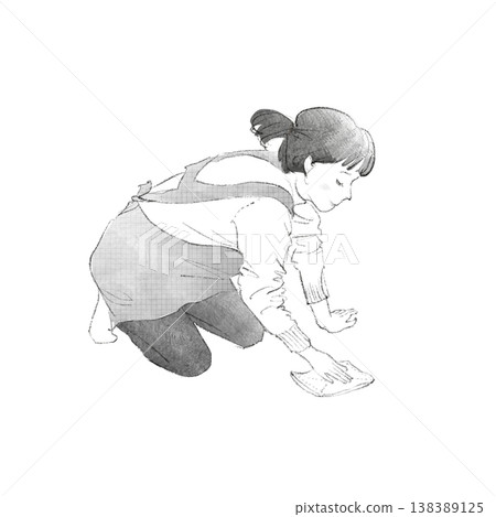 Woman wiping the floor Woman wiping the floor 138389125