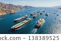 Aerial View of Oil Tankers Sailing Through the Strait 138389525