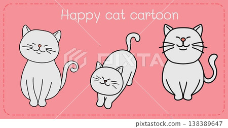 Happy cat cartoon kitten illustration pastel background playful pet drawing Happy cat cartoon kitten illustration pastel background playful pet drawing 138389647