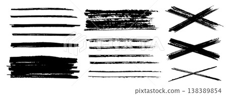 A rough, faded brush texture. Hand-drawn underlines. Paint, brush, grunge texture. A rough, faded brush texture. Hand-drawn underlines. Paint, brush, grunge texture. 138389854