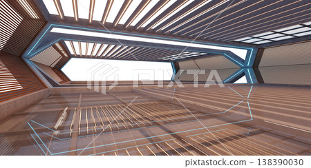 3d rendering holographic display space with neon futuristic interior 3d rendering holographic display space with neon futuristic interior 138390030