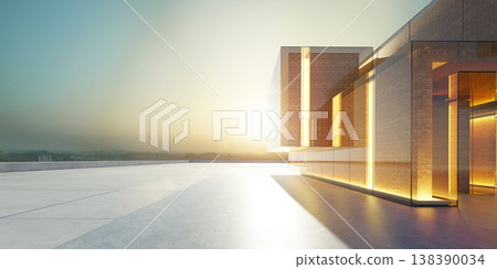 3d rendering modern building facade featuring glass walls and brick 138390034