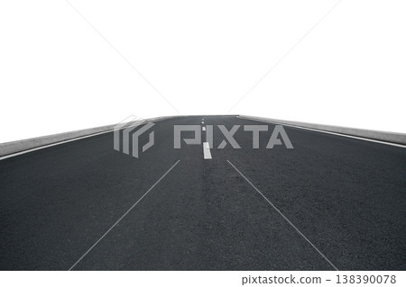 Empty asphalt road with dashed lines on white background Empty asphalt road with dashed lines on white background 138390078