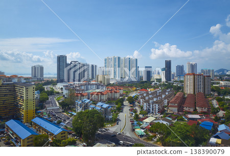 Penang city skyline with urban buildings and residential area Penang city skyline with urban buildings and residential area 138390079