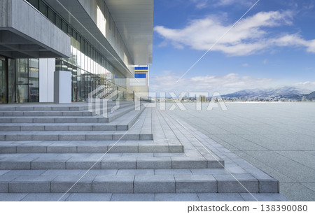 Modern building stairs leading to city plaza Modern building stairs leading to city plaza 138390080
