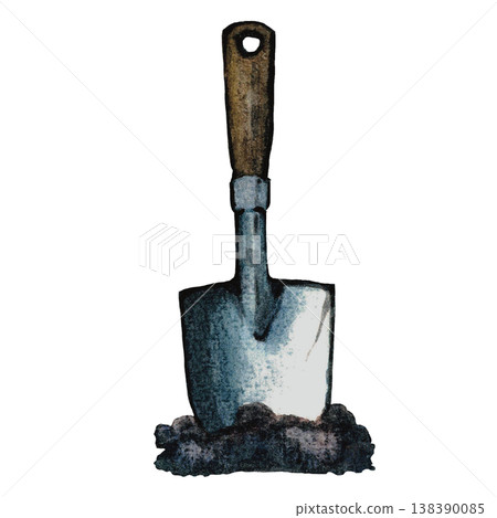 Shovel in Soil  Planting Concept Illustration 138390085