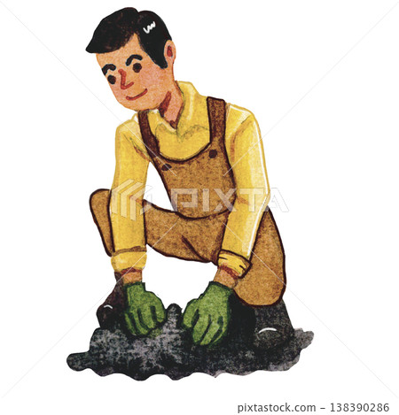 Farmer Planting  Agriculture Work 138390286