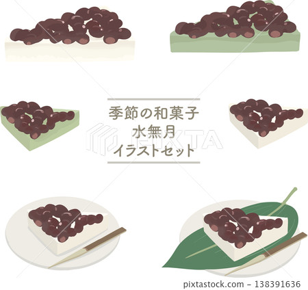 水無月(白巧克力和抹茶巧克力)日式點心插畫套裝 | 六月/夏季淨化儀式三角點心材料 水無月(白巧克力和抹茶巧克力)日式點心插畫套裝 | 六月/夏季淨化儀式三角點心材料 138391636