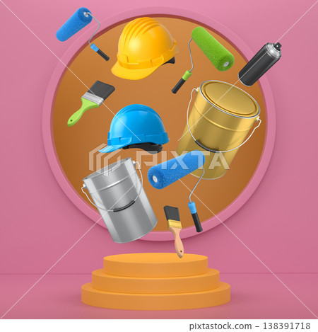 Abstract scene or podium for product showcase on monochrome background. Abstract scene or podium for product showcase on monochrome background. 138391718
