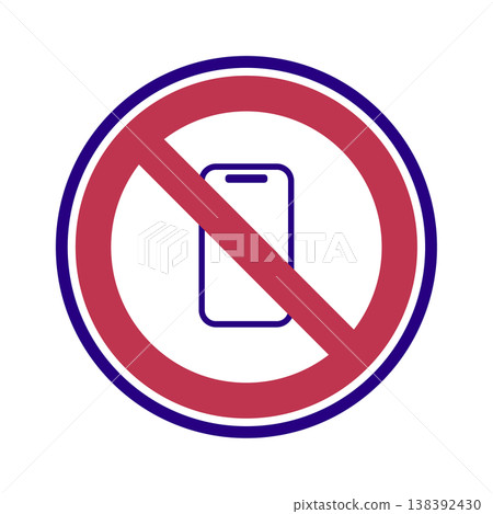 A simple sign icon indicating that smartphone use is prohibited. A simple sign icon indicating that smartphone use is prohibited. 138392430