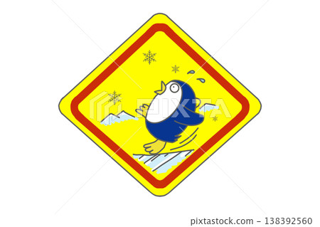 Sign indicating that it is slippery. Sign indicating that it is slippery. 138392560