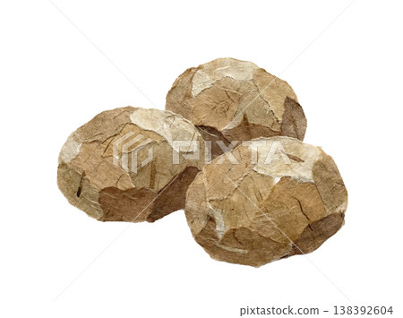 Potato illustration | Washi paper torn art style, gentle handmade feel Potato illustration | Washi paper torn art style, gentle handmade feel 138392604