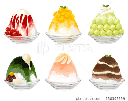 A set of 6 trendy shaved ice flavors (strawberry, mango, matcha, peach, tiramisu, melon) A set of 6 trendy shaved ice flavors (strawberry, mango, matcha, peach, tiramisu, melon) 138392639