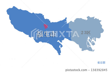 Municipalities in Tokyo: The 23 wards are color-coded separately. Fussa City (Fussa) Municipalities in Tokyo: The 23 wards are color-coded separately. Fussa City (Fussa) 138392845
