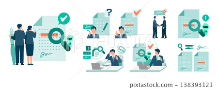 An illustration of a business person confidently signing a contract after improving work efficiency with AI contract review. An illustration of a business person confidently signing a contract after improving work efficiency with AI contract review. 138393121
