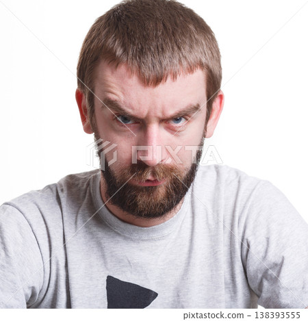 Can't believe it. Surprised man expressing amaze on face, standing on white isolated background, studio shot Can't believe it. Surprised man expressing amaze on face, standing on white isolated background, studio shot 138393555