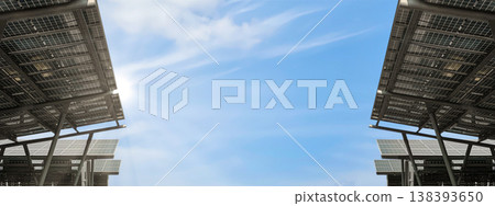 Solar Panels with Sunlight and Blue Sky Renewable Energy Concept Solar Panels with Sunlight and Blue Sky Renewable Energy Concept 138393650