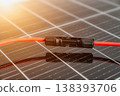 Solar panel connector with cable close up renewable energy concept 138393706
