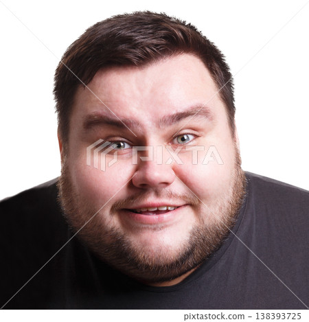 Pleasant news. Excited man expressing plesant on face, smiling on white isolated studio background, portrait Pleasant news. Excited man expressing plesant on face, smiling on white isolated studio background, portrait 138393725
