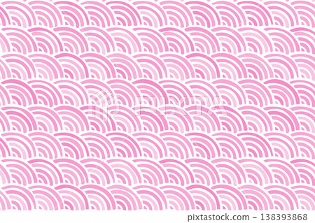 Hand-drawn style Seigaiha wave pattern background, cute Japanese traditional pattern, seamless pattern Hand-drawn style Seigaiha wave pattern background, cute Japanese traditional pattern, seamless pattern 138393868