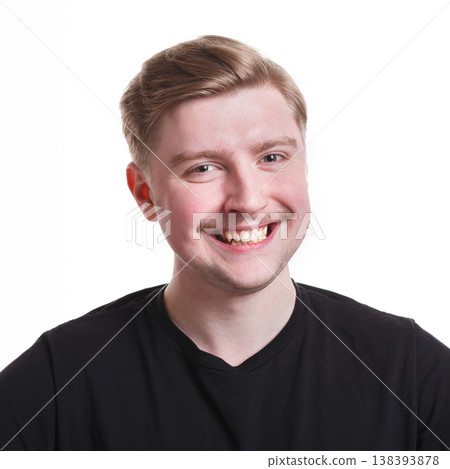 Positive emotion. Cheerful man laughing on white isolated background, studio shot, copy space Positive emotion. Cheerful man laughing on white isolated background, studio shot, copy space 138393878