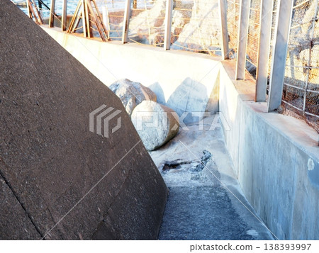 Stairs where groundwater flows, a seaside town alley, a copy space, searching for a path 138393997