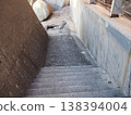 Stairs where groundwater flows, a seaside town alley, a copy space, searching for a path 138394004