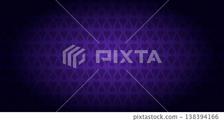 Hearts and Spades suits silhouette on bright purple gradient background. Banner with playing card suits pattern. Vector illustration 138394166