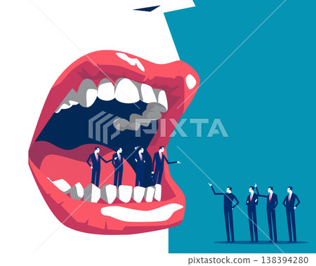 Group of business person being controlled. Directed by large mouths 138394280