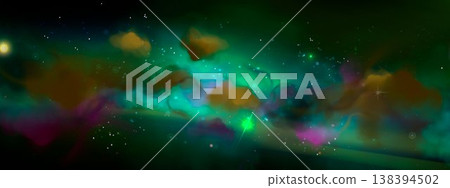 Starry night sky background with nebula clouds 138394502
