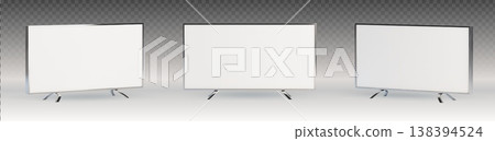 Modern flat screen TV, silver frame, blank display 138394524