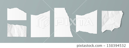 Torn and crumpled paper pieces set Torn and crumpled paper pieces set 138394532