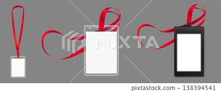 Id badge mockup, transparent plastic card holder Id badge mockup, transparent plastic card holder 138394541